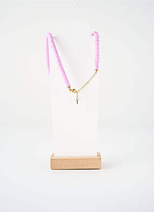 Collier fermeture fermoir mousqueton violet SATINE femme