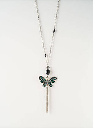 Sautoir matériaux métal vert SATINE femme