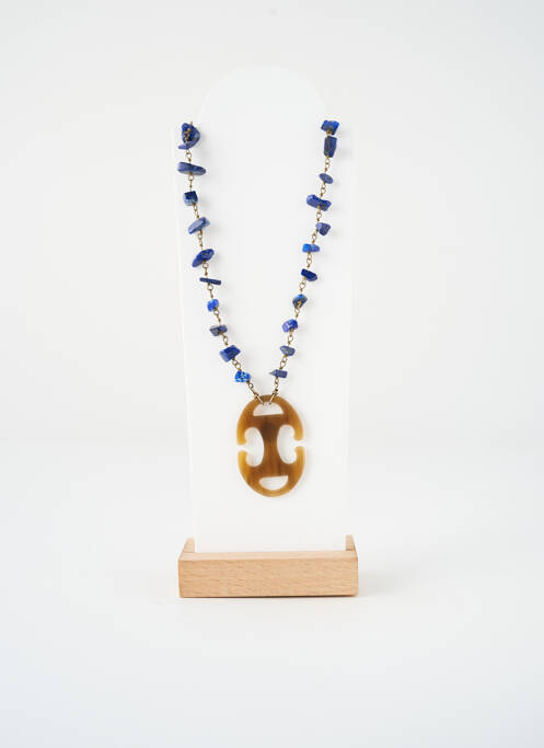 Collier ornement pierre bleu SATINE femme