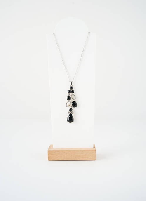 Collier ornement oxyde de zirconium noir SATINE femme