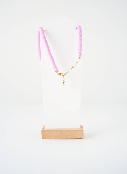 Collier fermeture fermoir mousqueton violet SATINE femme