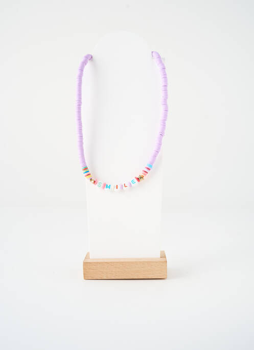 Collier fermeture fermoir mousqueton violet SATINE femme