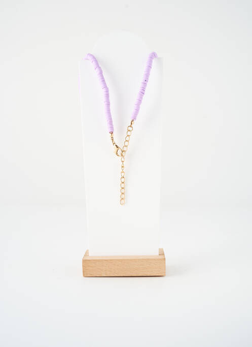Collier fermeture fermoir mousqueton violet SATINE femme