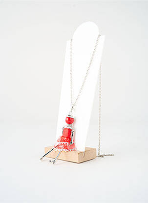Sautoir ornement breloque / pampille rouge SATINE femme