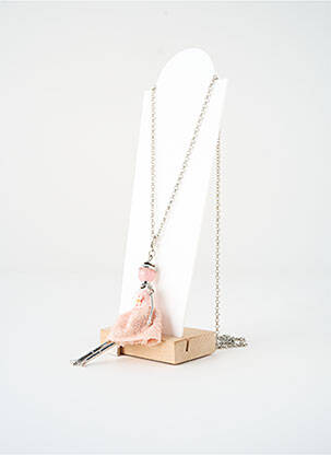Sautoir ornement breloque / pampille rose SATINE femme