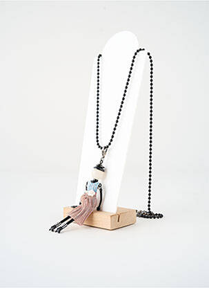 Sautoir ornement breloque / pampille noir SATINE femme