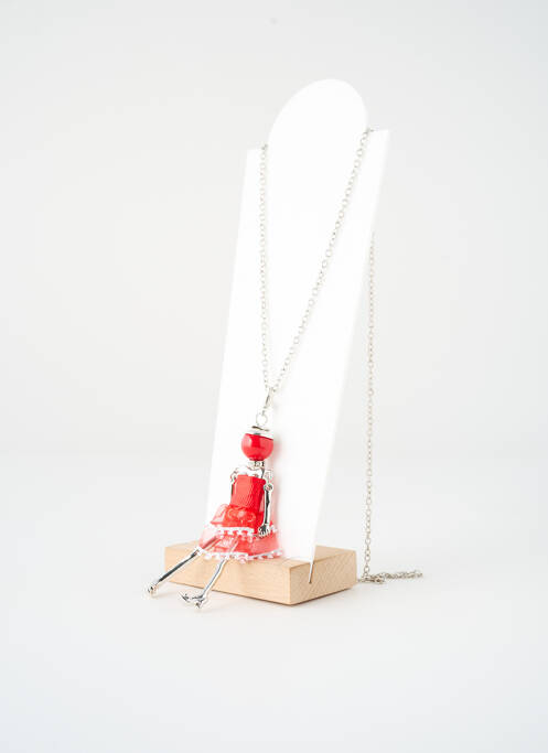 Sautoir ornement breloque / pampille rouge SATINE femme