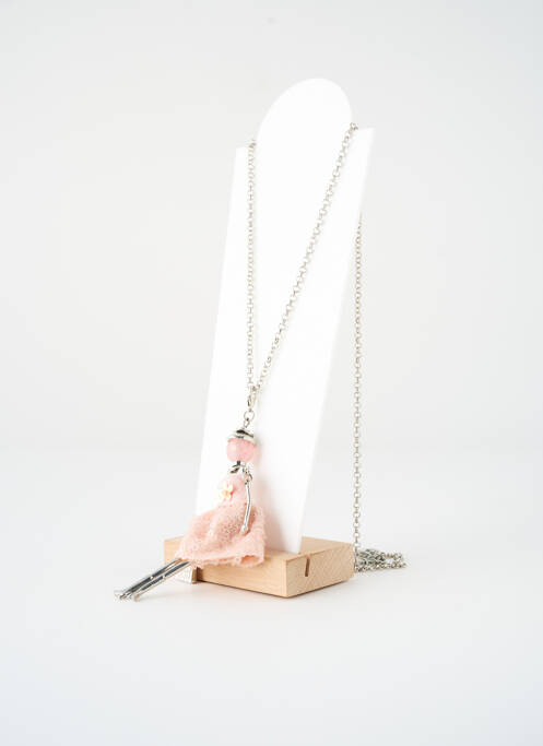 Sautoir ornement breloque / pampille rose SATINE femme