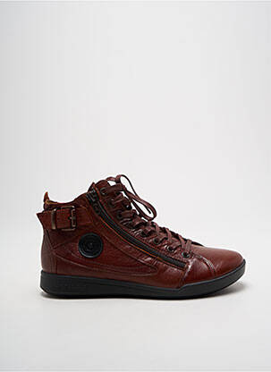 Baskets matière lisse talon plat jusqu'à 3cm marron PATAUGAS femme