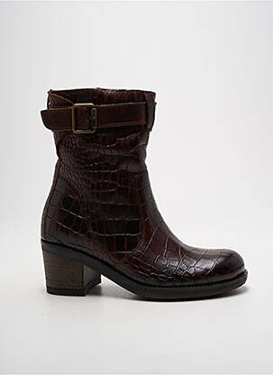 Bottines/boots tissage satiné talon de 4 à 6cm marron FELMINI femme