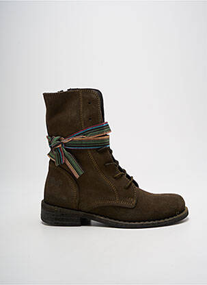 Bottines/boots nubuck talon plat jusqu'à 3cm vert FELMINI femme