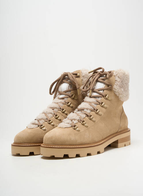 Bottines/boots fourrée talon de 4 à 6cm beige JIMMY CHOO femme