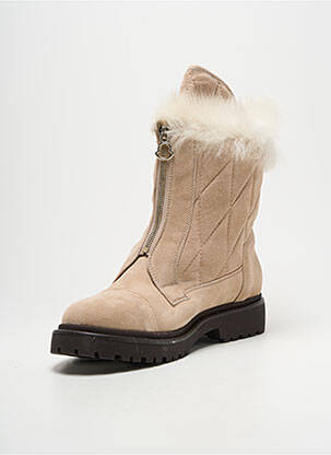Bottines/boots fourrée talon plat jusqu'à 3cm beige MONCLER femme