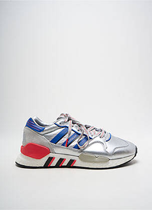 Baskets matière lisse bout rond argent ADIDAS homme