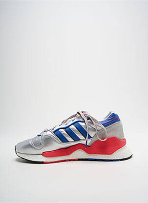 Baskets matière lisse bout rond argent ADIDAS homme