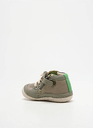 Bottillons semelle amovible bout rond vert KICKERS garçon