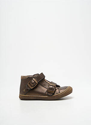 Baskets matière lisse bout rond marron LITTLE MARY fille