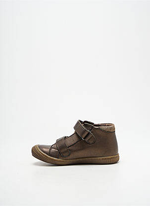 Baskets matière lisse bout rond marron LITTLE MARY fille
