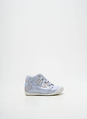 Bottillons tissage satiné bout rond bleu LITTLE MARY fille