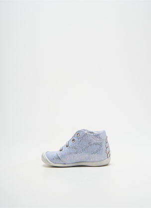 Bottillons tissage satiné bout rond bleu LITTLE MARY fille