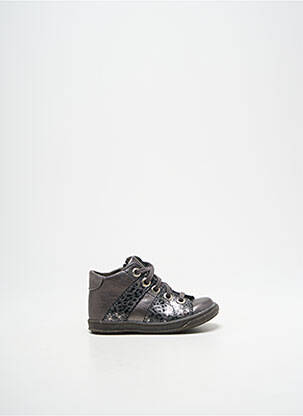 Bottillons tissage satiné bout rond gris LITTLE MARY fille