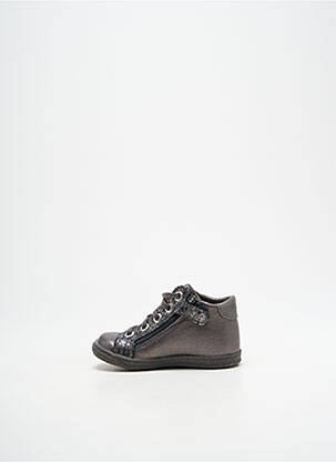 Bottillons tissage satiné bout rond gris LITTLE MARY fille