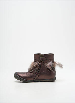 Bottines/boots matière lisse bout rond marron LITTLE MARY fille