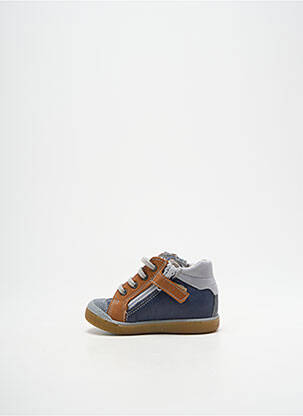 Bottillons tissage satiné bout rond bleu BABYBOTTE garçon
