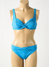 Maillot de bain 2 pièces stretch haut soutien-gorge balconnet bleu TRIUMPH femme