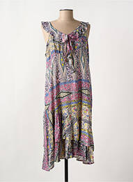 Robe mi-longue imprimé fleurs sans manche gris COLINE femme
