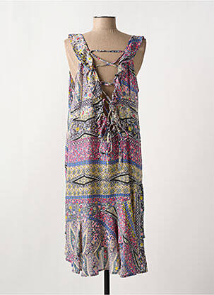 Robe mi-longue imprimé fleurs sans manche gris COLINE femme