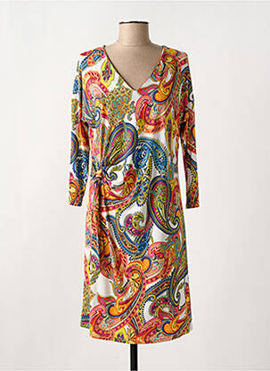 Robe mi-longue manches 3/4 manches 3/4 orange LE SINGE DE JULIE femme