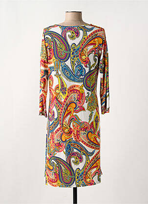 Robe mi-longue manches 3/4 manches 3/4 orange LE SINGE DE JULIE femme