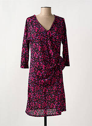 Robe mi-longue imprimé fleurs manches 3/4 noir LE SINGE DE JULIE femme
