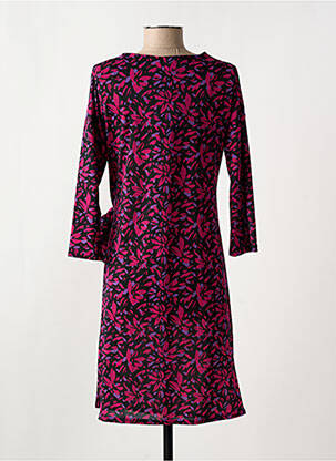 Robe mi-longue imprimé fleurs manches 3/4 noir LE SINGE DE JULIE femme