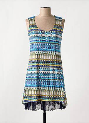 Robe courte sans manche sans manche bleu LE SINGE DE JULIE femme