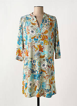 Robe courte manches 3/4 manches 3/4 vert LE SINGE DE JULIE femme