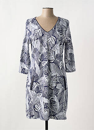Robe mi-longue manches 3/4 manches 3/4 bleu LE SINGE DE JULIE femme