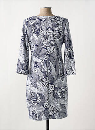 Robe mi-longue manches 3/4 manches 3/4 bleu LE SINGE DE JULIE femme