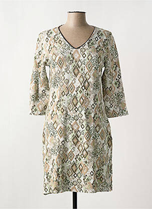 Robe mi-longue manches 3/4 manches 3/4 vert LE SINGE DE JULIE femme