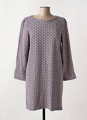 Robe mi-longue imprimé fantaisie manches longues bleu LE SINGE DE JULIE femme