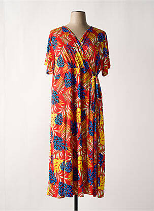 Robe longue manches courtes manches courtes rouge AFIBEL femme