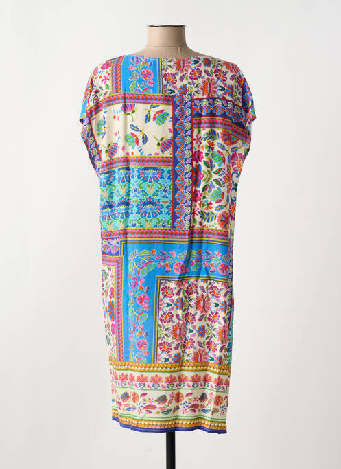 Robe mi-longue coupe fluide manches courtes bleu EMA BLUE'S femme