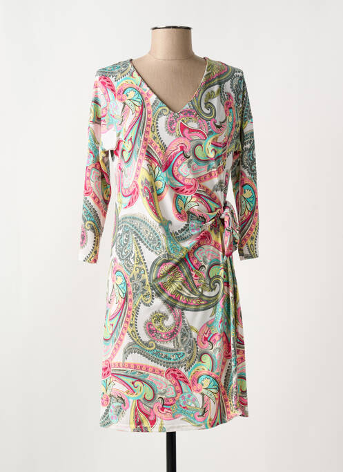 Robe courte manches 3/4 manches 3/4 beige LE SINGE DE JULIE femme