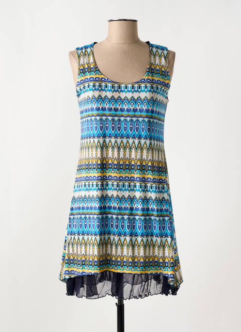 Robe courte sans manche sans manche bleu LE SINGE DE JULIE femme