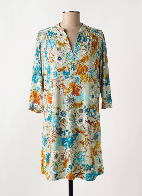 Robe courte manches 3/4 manches 3/4 vert LE SINGE DE JULIE femme