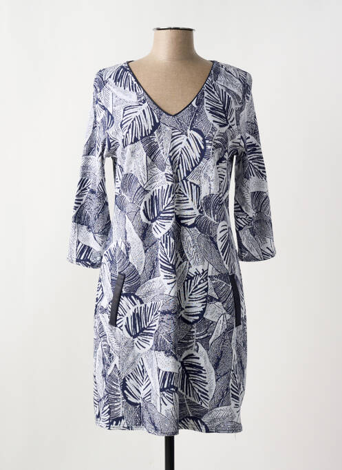 Robe mi-longue manches 3/4 manches 3/4 bleu LE SINGE DE JULIE femme