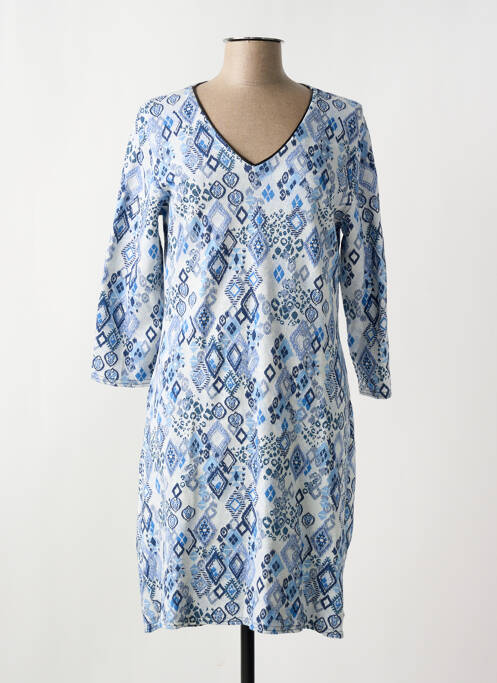 Robe mi-longue manches 3/4 manches 3/4 bleu LE SINGE DE JULIE femme
