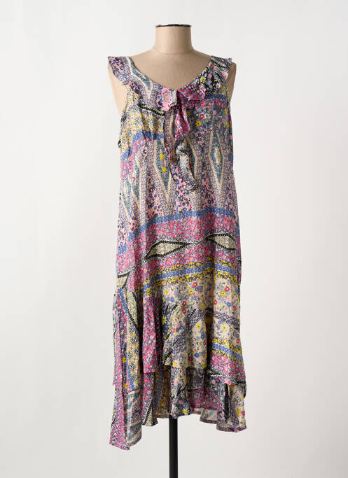 Robe mi-longue gris COLINE pour femme