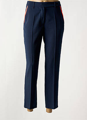Pantalon 7/8 fermeture zippée sous rabat boutonné bleu PLEASE femme